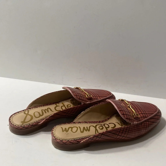 Sam Edelman Pink Black Linnie Plaid Print Apron Toe Buckle Slip On Mules Size 36 - Picture 7 of 10